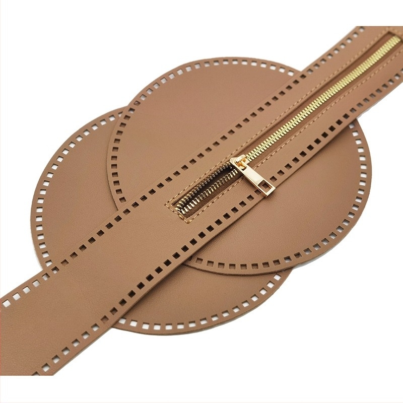 Χειροποίητη τσάντα PU δέρμα, πλεκτή, με κυκλικά στοιχεία δικτύου και διατρητούς PU δίσκους, διαπνέουσα, αδιάβροχη, εξαιρετικά ελαφριά