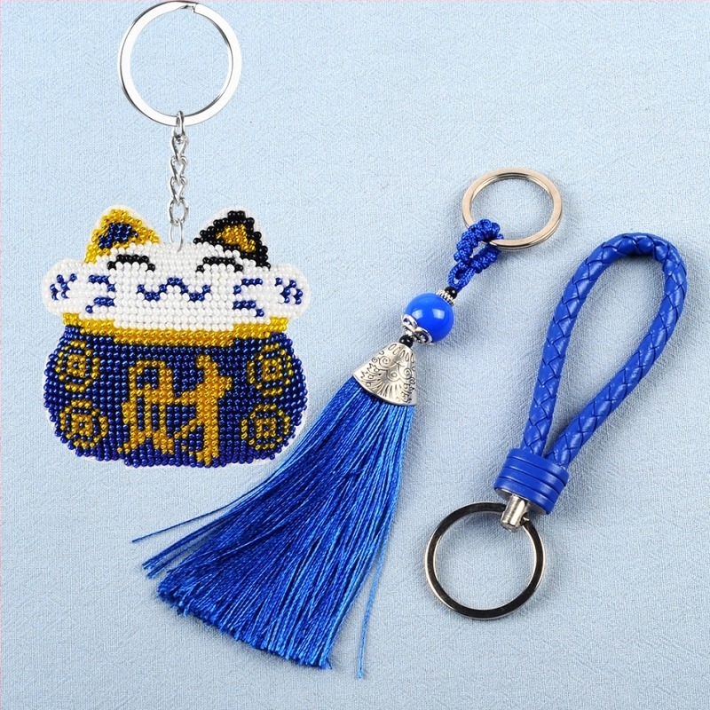 Μπρελόκ με μοτίβο καρτούν, σετ κεντήματος 14CT, πλαστικό φύλλο, διπλής όψεως κέντημα