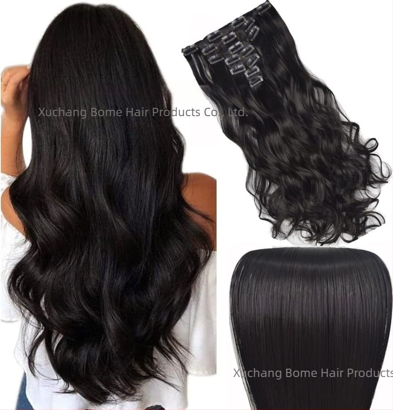 Κλιπ-ίν επεκτάσεις μαλλιών, σετ 6 τεμαχίων, ίνες ανθεκτικές στη θερμότητα, για γυναίκες