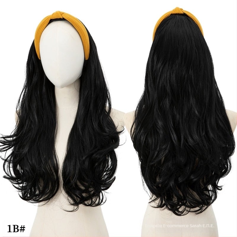 Περούκα Sela wig HB01: μακριά σγουρά μαλλιά για μισό κεφάλι με κορδέλα, θερμοανθεκτικές συνθετικές ίνες, εξωτικό στυλ