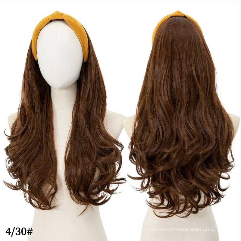 Περούκα Sela wig HB01: μακριά σγουρά μαλλιά για μισό κεφάλι με κορδέλα, θερμοανθεκτικές συνθετικές ίνες, εξωτικό στυλ