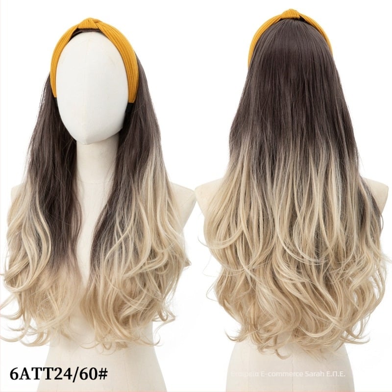 Περούκα Sela wig HB01: μακριά σγουρά μαλλιά για μισό κεφάλι με κορδέλα, θερμοανθεκτικές συνθετικές ίνες, εξωτικό στυλ
