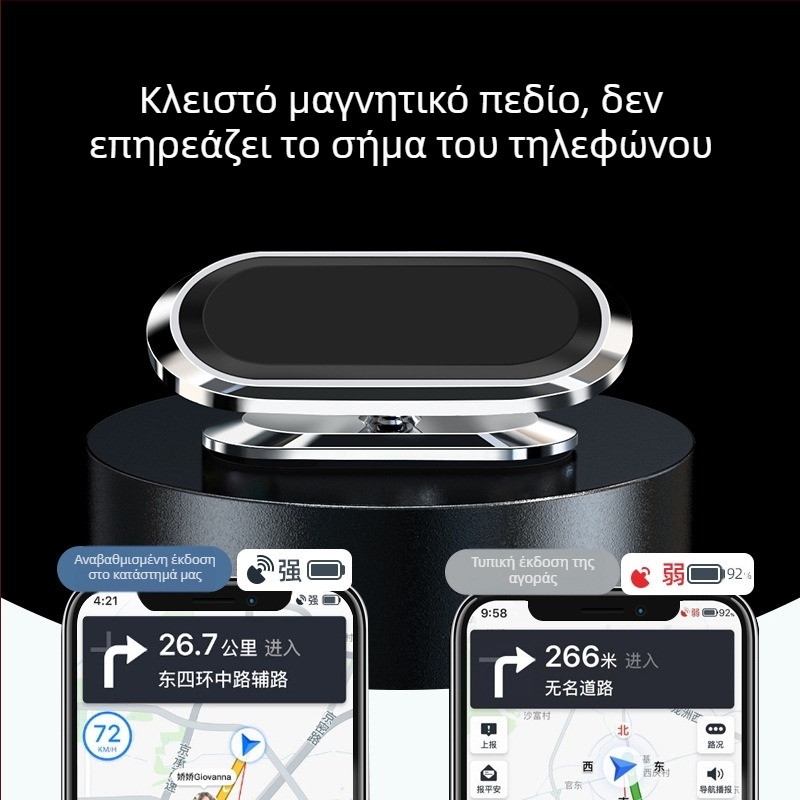 Universal στήριγμα κινητού για αυτοκίνητο, από κράμα, μαγνητική προσκόλληση στον ταμπλό για πλοήγηση