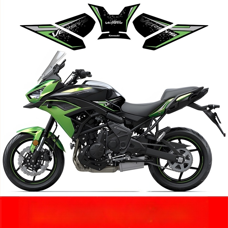 Kawasaki 650 Αυτοκόλλητο για Δεξαμενή Καυσίμου – PVC, Σχέδιο από οστά ψαριού, Εφαρμογή με αυτοκόλλητη κόλλα, Προσαρμόσιμο