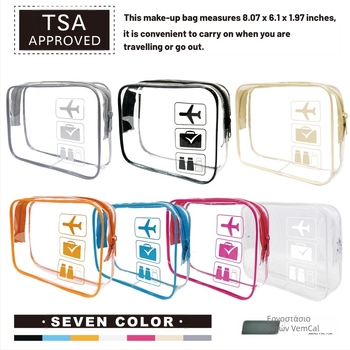 Διαφανής τσάντα καλλυντικών από PVC με TPU, διπλού στρώματος 60 Silk, φερμουάρ, για ταξιδιωτική αποθήκευση