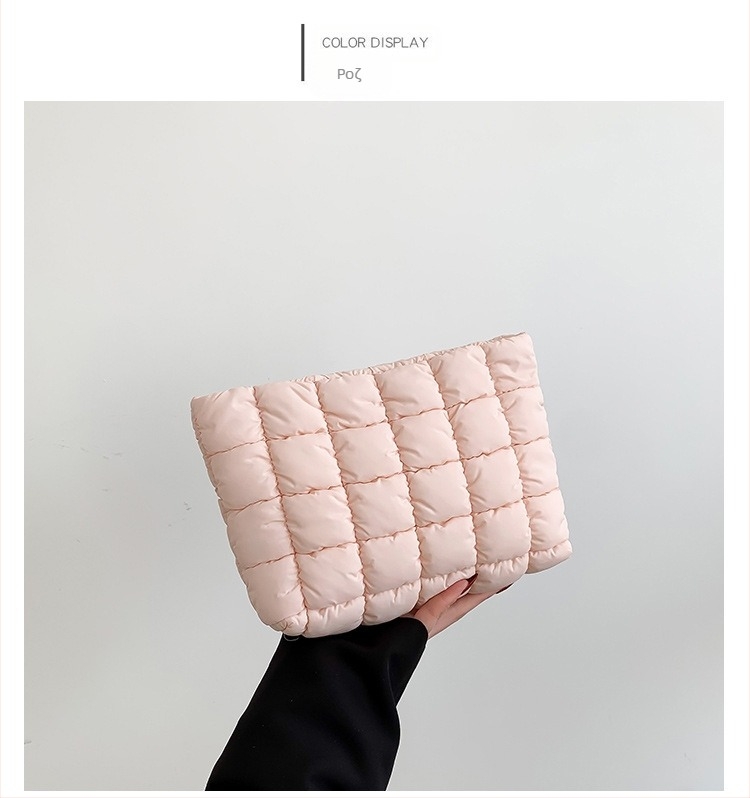 Γυναικεία τσάντα φάκελος από βαμβάκι, αστικός μινιμαλισμός, οριζόντιο τετράγωνο σχήμα, κλείσιμο με φερμουάρ