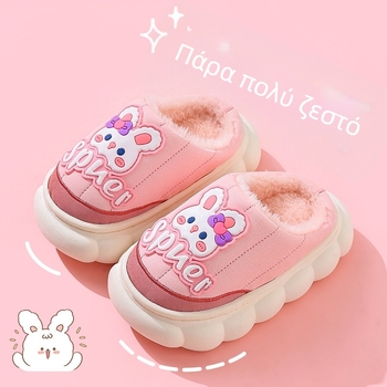 Παιδικές παντόφλες από βαμβάκι με PU επάνω, φλις επένδυση, μοτίβο κινουμένων σχεδίων, σόλα PVC, αντιολισθητικό