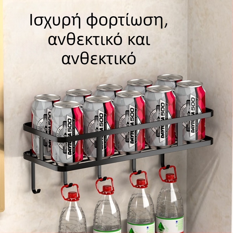 Δύο-επίπεδη ραφιέρα τοίχου μπάνιου, με αναρρόφηση, ανθρακούχος χάλυβας, ανθεκτικό στην υγρασία, πολλαπλών χρήσεων για κουζίνα και μπάνιο