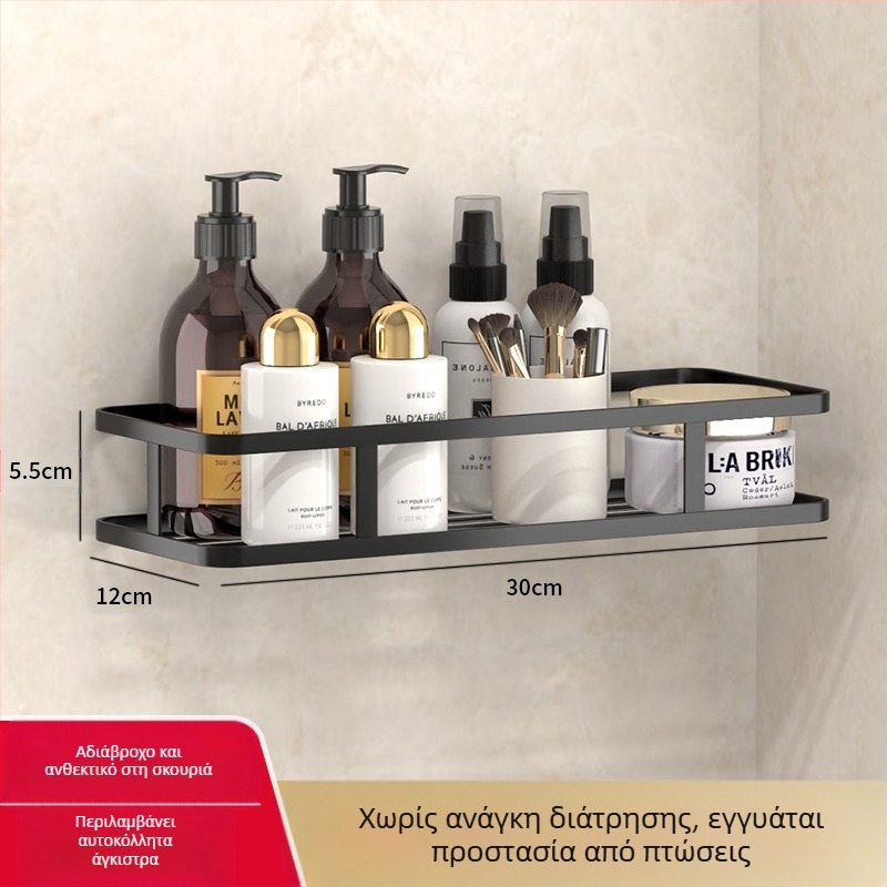 Δύο-επίπεδη ραφιέρα τοίχου μπάνιου, με αναρρόφηση, ανθρακούχος χάλυβας, ανθεκτικό στην υγρασία, πολλαπλών χρήσεων για κουζίνα και μπάνιο