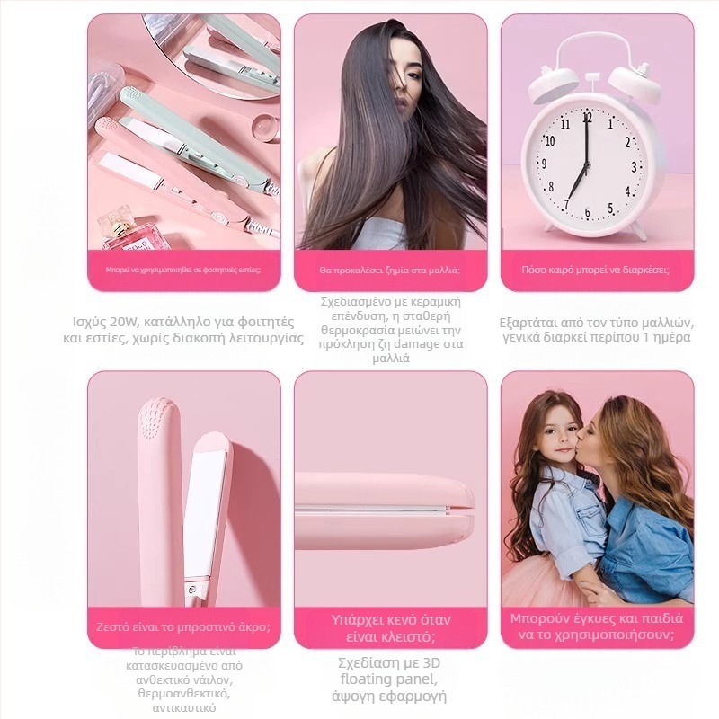 Συσκευή για μπούκλες και ισιώματος μαλλιών – διπλής χρήσης, ρυθμιζόμενη θερμοκρασία, 20W, ενσύρματο 220V, κράμα φιλικό προς το περιβάλλον, styling σε λιγότερο από 1 λεπτό