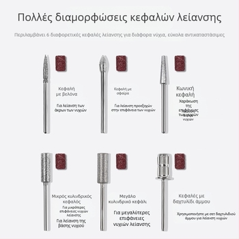 Ηλεκτρικό αρχείο νυχιών – πλαστικό + ανοξείδωτο ατσάλι, εργαλείο λείανσης επιφανείας νυχιών, 1 τεμάχιο, εγχώρια μάρκα, κατάλληλο για συνήθεις χρήστες