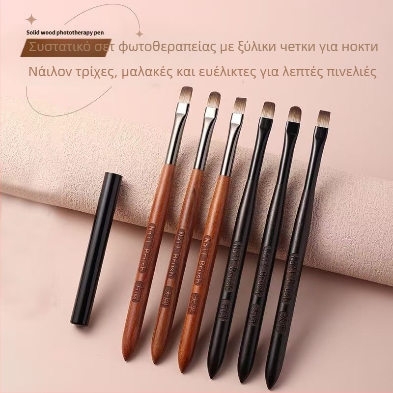 Σετ βουρτσών νυχιών από σανδαλόξυλο με μακριές ξύλινες λαβές, 6 τεμάχια, προέλευση Τζιάνγκσι