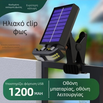 Εξωτερικό φωτιστικό LED με κλιπ, μοντέλο TJ85GY01, LED πηγή φωτός, επαγωγικός διακόπτης, αυτονομία 6–12 ωρών, σύγχρονος σχεδιασμός