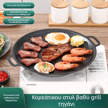 Τηγάνι Γκριλ με Maifan πέτρα, Κορεάτικο στυλ Teppanyaki, στρογγυλό σιδερένιο, φορητό, μη κολλάει