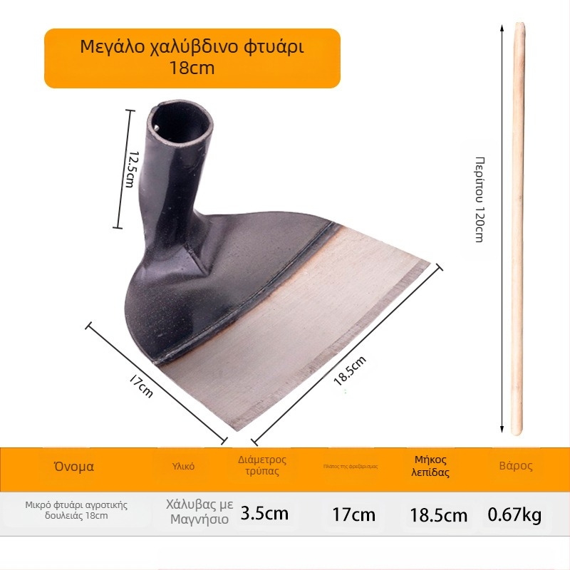 Κηπουρική φτυάρα από μαγάνιο χάλυβα με ενισχυμένο κεφάλι, κατάλληλη για σκάψιμο, ζιζάνια και ανάστροφη εδάφους