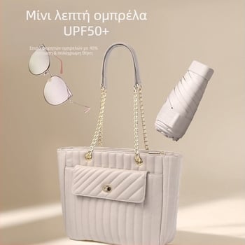 Νέα υπερ-ελαφριά γυναικεία ομπρέλα για ήλιο και βροχή με θήκη για κάρτες, πτυσσόμενη με λουρί, έξι τμημάτων, μικρή ομπρέλα τσέπης