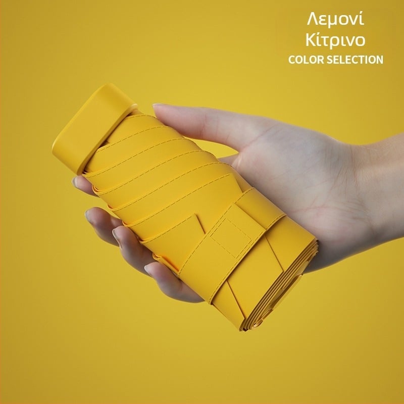 Νέα υπερ-ελαφριά γυναικεία ομπρέλα για ήλιο και βροχή με θήκη για κάρτες, πτυσσόμενη με λουρί, έξι τμημάτων, μικρή ομπρέλα τσέπης