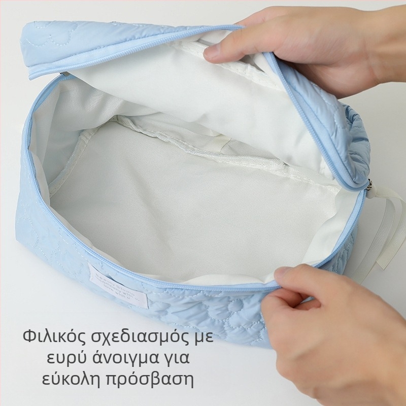 Θήκη καλλυντικών και περιποίησης με μοτίβο συννεφιάς, επένδυση από νάιλον, ultra-light, αποθηκεύσιμη, καθημερινή χρήση
