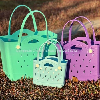 Τσάντα EVA Tote, στυλ Street Trend, κάθετης τετράγωνης μορφής, άνοιγμα σε ανοιχτή θέση, εσωτερικό με φερμουάρ επένδυσης