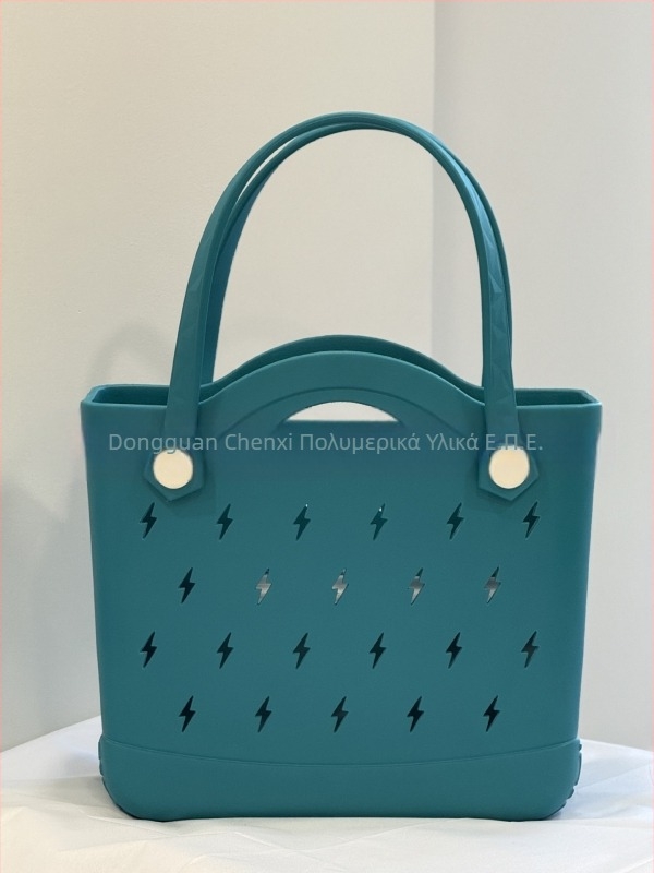Τσάντα EVA Tote, στυλ Street Trend, κάθετης τετράγωνης μορφής, άνοιγμα σε ανοιχτή θέση, εσωτερικό με φερμουάρ επένδυσης