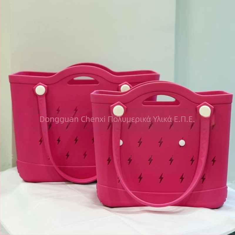 Τσάντα EVA Tote, στυλ Street Trend, κάθετης τετράγωνης μορφής, άνοιγμα σε ανοιχτή θέση, εσωτερικό με φερμουάρ επένδυσης