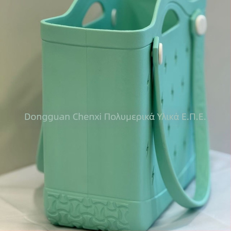 Τσάντα EVA Tote, στυλ Street Trend, κάθετης τετράγωνης μορφής, άνοιγμα σε ανοιχτή θέση, εσωτερικό με φερμουάρ επένδυσης