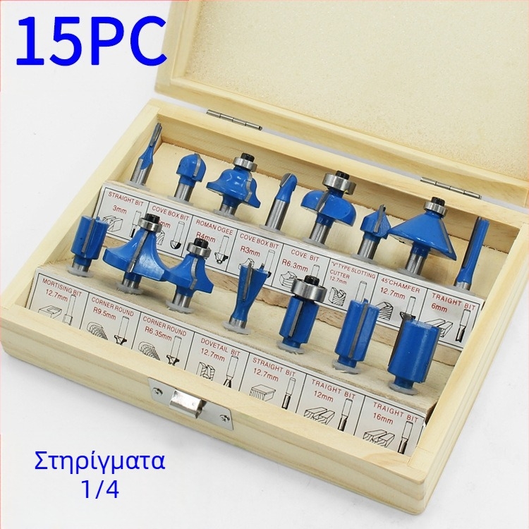 Ξυλουργική φρέζα με κεφαλή Bakelite, σετ 12 τεμάχια / 15 τεμάχια