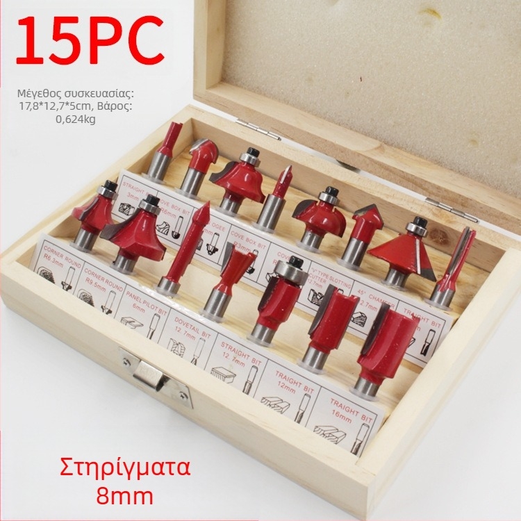 Ξυλουργική φρέζα με κεφαλή Bakelite, σετ 12 τεμάχια / 15 τεμάχια