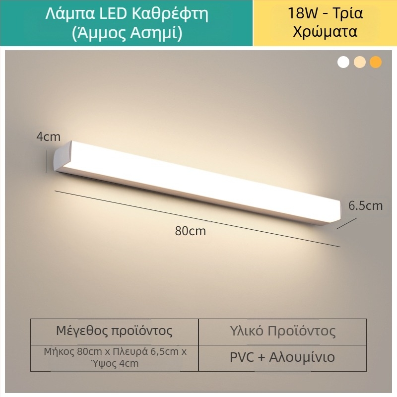 LED λαμπτήρας καθρέφτη μπάνιου, μοντέρνος μινιμαλιστικός σχεδιασμός, 111–240V LED με ηλεκτρονικό μετασχηματιστή, επίπεδο εξοικονόμησης ενέργειας 6
