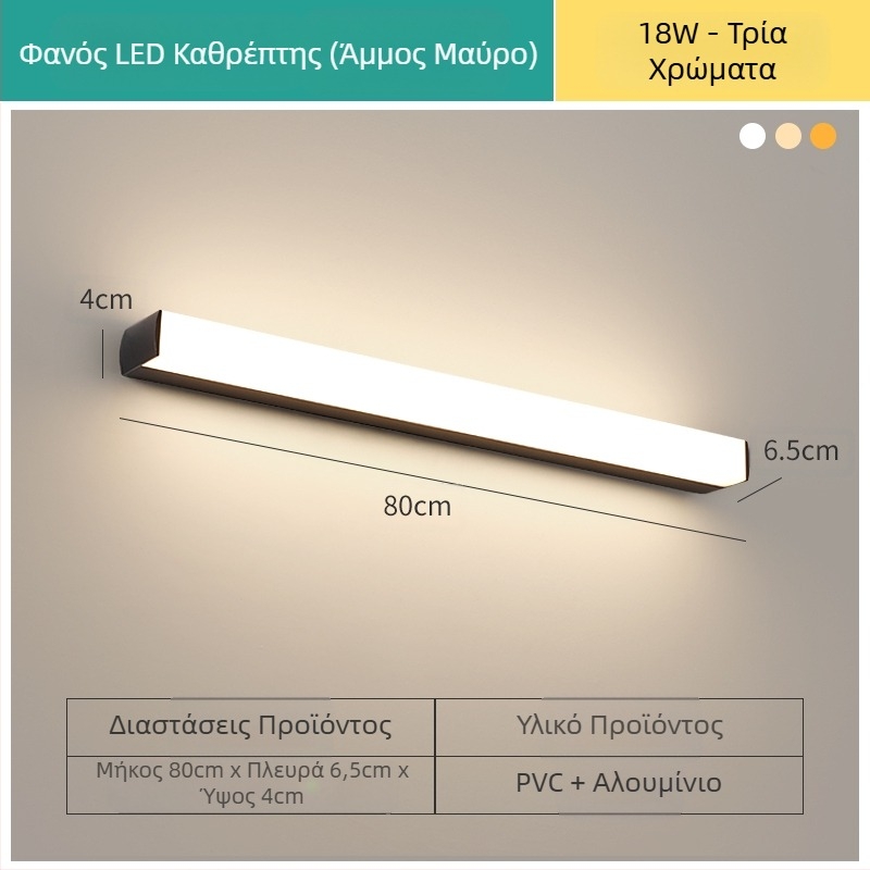 LED λαμπτήρας καθρέφτη μπάνιου, μοντέρνος μινιμαλιστικός σχεδιασμός, 111–240V LED με ηλεκτρονικό μετασχηματιστή, επίπεδο εξοικονόμησης ενέργειας 6