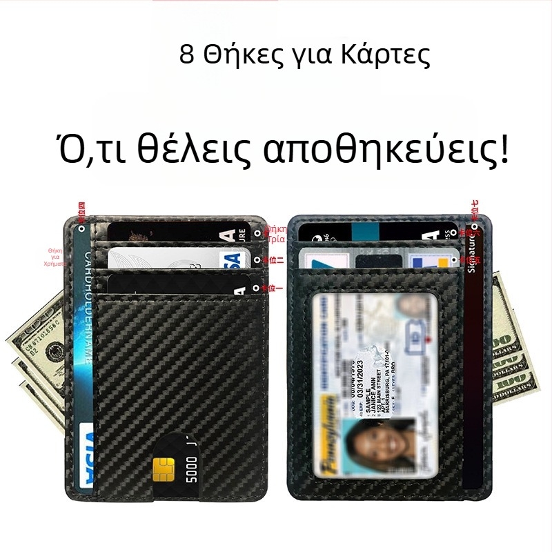 Θήκη Καρτών RFID από PU Δέρμα με Αντιμαγνητική Προστασία – Unisex, 1 Πτυχή, Πολυκαρτών