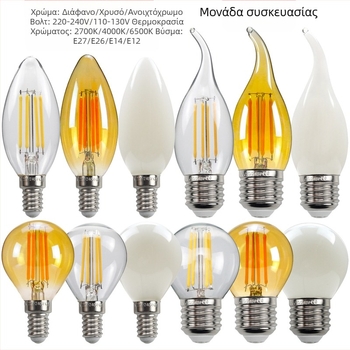 LED λάμπα Edison σε στυλ, μοντέλο G45, βάση βιδώματος E27/E26, 220V, CRI > 90