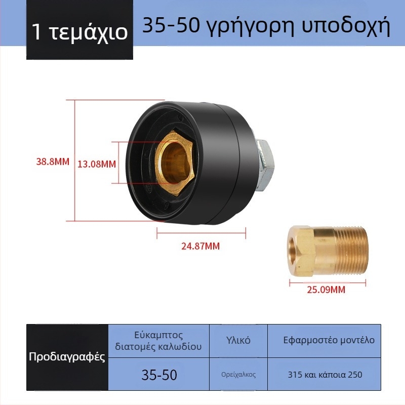 Συνδετήρας καλωδίου συγκόλλησης με γρήγορο βύσμα, ευρωπαϊκού τύπου, για συγκόλληση, μάρκα Hua Xiao — DKJ10-25, DKJ35-50, DKJ50-70