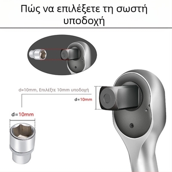 Σετ κλειδιού ροπής με ράτσετ, 8 τεμάχια, χρωμοβάνadium ατσάλι, γυαλιστερή επιφάνεια, ακρίβεια ±3