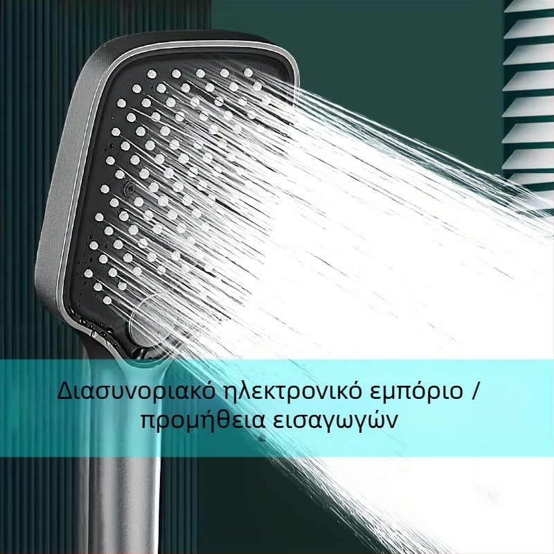 Φορητό σετ ντους χειρός με βροχή, ABS σώμα, τετράγωνη χρωμιωμένη κεφαλή, περιστρεφόμενη βάση, μοντέρνος μινιμαλιστικός σχεδιασμός