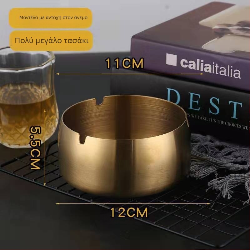 Τασάκι από ανοξείδωτο ατσάλι, ελαφρύς πολυτελής σχεδιασμός, ανθεκτικό στον άνεμο και στις πτώσεις, με προσαρμοσμένο λογότυπο, διακόσμηση και αποθήκευση – κατάλληλο δώρο για οικία, εστιατόριο, ξενοδοχείο