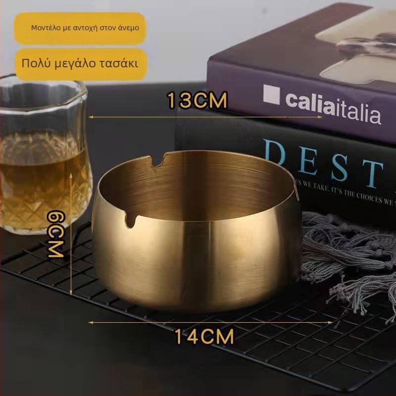 Τασάκι από ανοξείδωτο ατσάλι, ελαφρύς πολυτελής σχεδιασμός, ανθεκτικό στον άνεμο και στις πτώσεις, με προσαρμοσμένο λογότυπο, διακόσμηση και αποθήκευση – κατάλληλο δώρο για οικία, εστιατόριο, ξενοδοχείο
