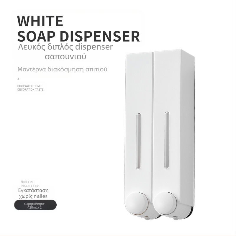 Δοχείο σαπουνιού τοίχου με χειροκίνητο πιεστήριο, ABS, χύτευση με έγχυση, μοντέρνος μινιμαλιστικός σχεδιασμός.