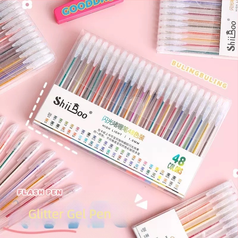 Starlight Glitter Gel Pen - Πλαστικό σώμα, Συσκευασία σε κουτί, Μη Διαγράφιμη