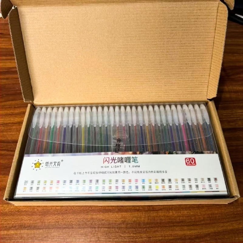 Starlight Glitter Gel Pen - Πλαστικό σώμα, Συσκευασία σε κουτί, Μη Διαγράφιμη