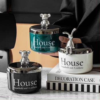 Ανοξείδωτο τασάκι με καπάκι σε μορφή αρκούδας, ανθεκτικό στον άνεμο και τον καπνό, σε στυλ Nordic, κατάλληλο για γραφείο, KTV και μπαρ