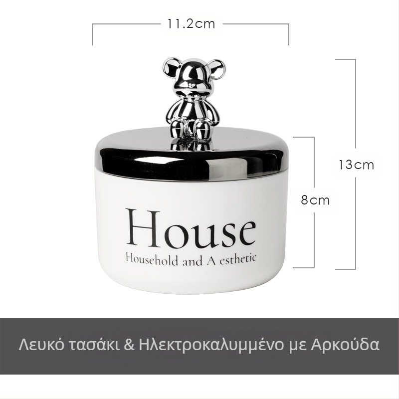 Ανοξείδωτο τασάκι με καπάκι σε μορφή αρκούδας, ανθεκτικό στον άνεμο και τον καπνό, σε στυλ Nordic, κατάλληλο για γραφείο, KTV και μπαρ