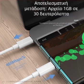 Καλώδιο USB-C ταχείας φόρτισης για iPhone 15, USB-C σε USB-C, μήκος 1–2 μm, καλώδιο δεδομένων USB-C