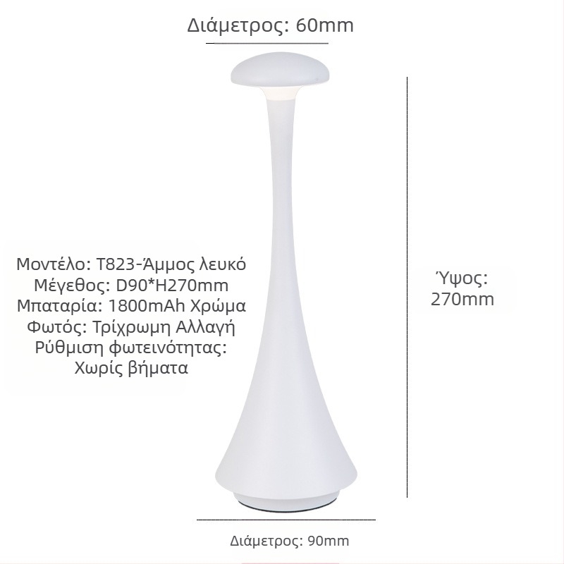Φωτιστικό περιβάλλοντος για κομοδίνο με μεταλλική βάση, μοντέρνο μινιμαλιστικό στυλ, μοντέλο T823, τάση ≤36V