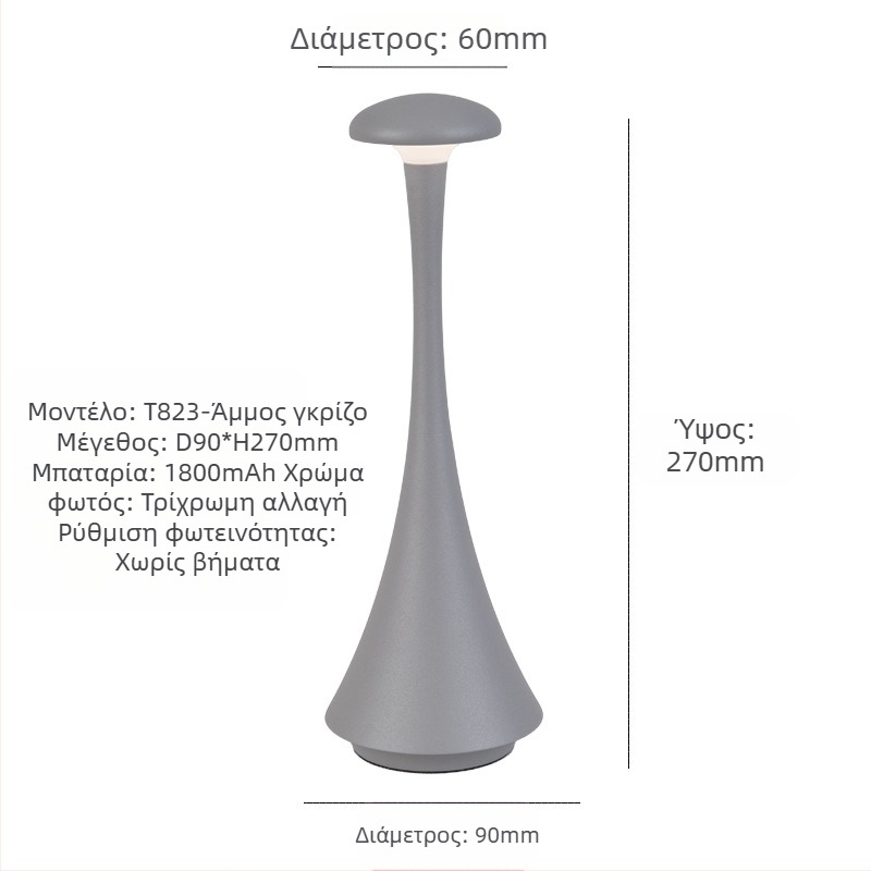 Φωτιστικό περιβάλλοντος για κομοδίνο με μεταλλική βάση, μοντέρνο μινιμαλιστικό στυλ, μοντέλο T823, τάση ≤36V