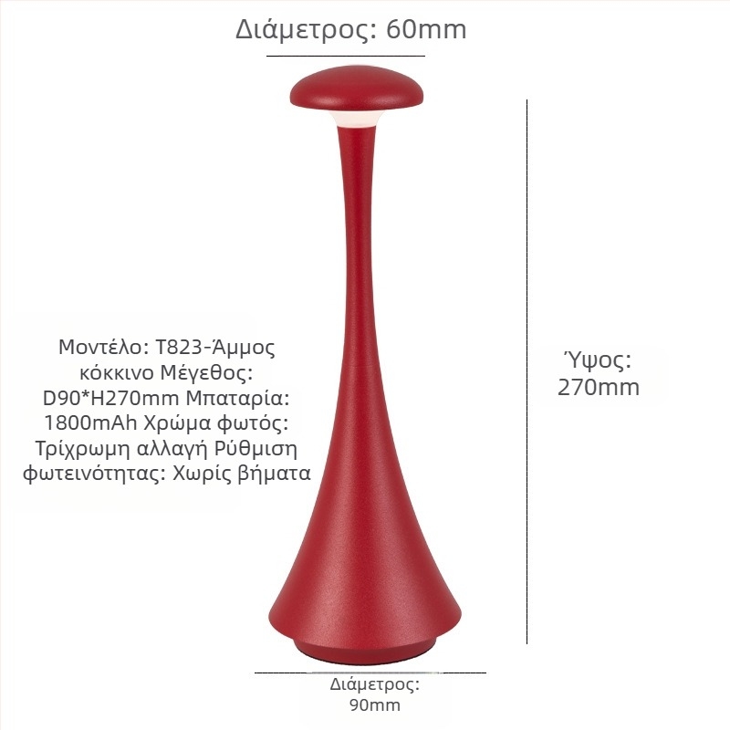 Φωτιστικό περιβάλλοντος για κομοδίνο με μεταλλική βάση, μοντέρνο μινιμαλιστικό στυλ, μοντέλο T823, τάση ≤36V