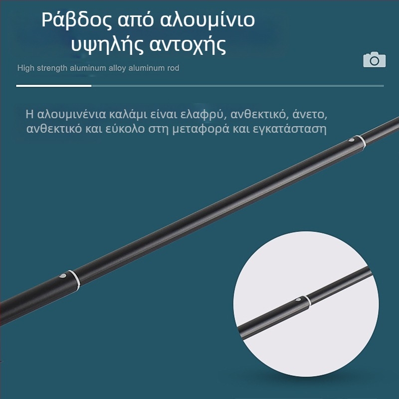Selfie μπαστούνι για κάμερες δράσης από κράμα αλουμινίου, τηλεσκοπική επέκταση, 3-άξονων γιμπάλ, πεντατμηματικός σχεδιασμός, χωρητικότητα φόρτωσης έως 2 κιλά
