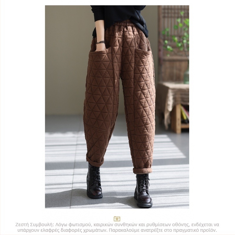 Γυναικεία καπιτονέ ρετρό χάρεμ παντελόνια, φαρδιά γραμμή, παχύ ύφασμα, 50–70% βαμβάκι, φθινοπωρινό 2023