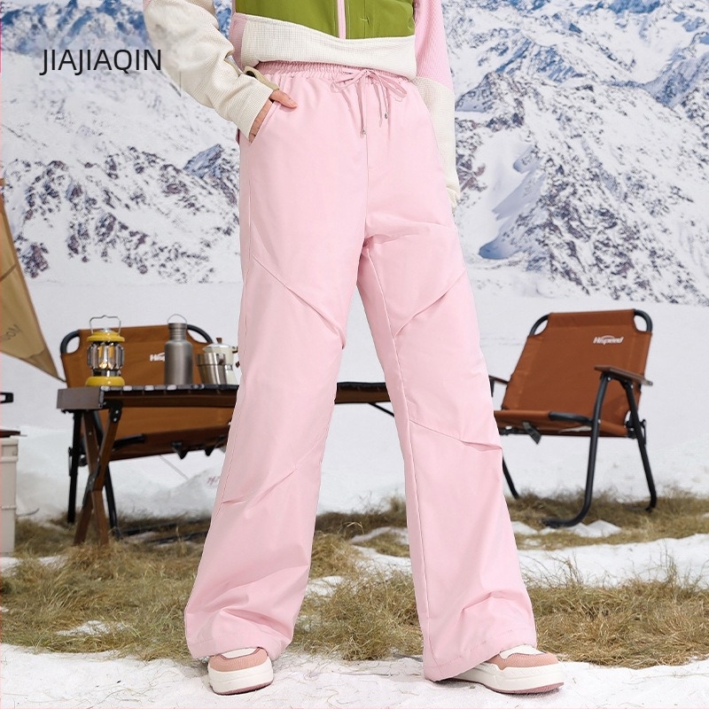 Γυναικείες παντελόνες cargo, ίσια γραμμή, ψηλή μέση, ύφασμα πολυεστέρα 95%, γέμισμα από λευκό πάπιας πούπουλα