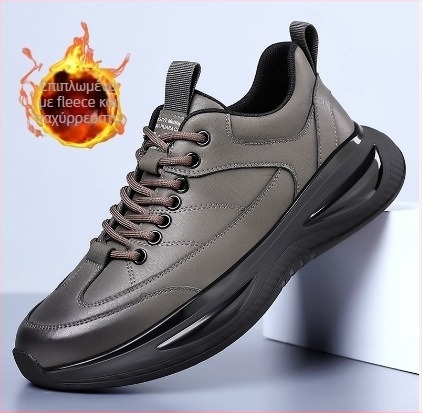 Ανδρικά αναπνεόμενα sneakers από γνήσιο δέρμα με διχτυωτή επάνω, χαμηλό προφίλ, στρογγυλή μύτη, καουτσούκ σόλα, κορδόνια — καλοκαίρι
